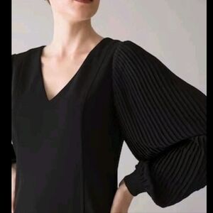 White House Black Market Sweater Dress Pleated‎ Sleeve Sz LG New Years Eve!!!